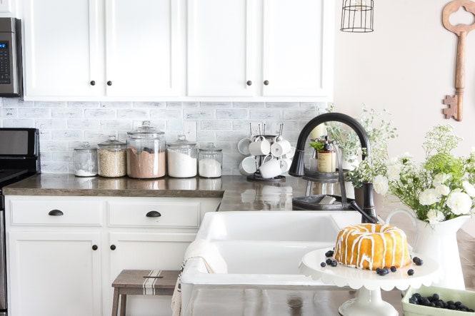 DIY Faux Brick Backsplash