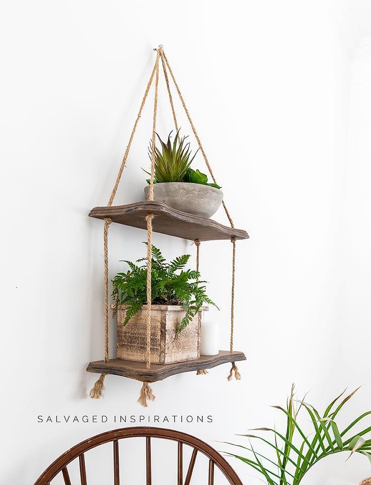 DIY Hanging Rope Shelf