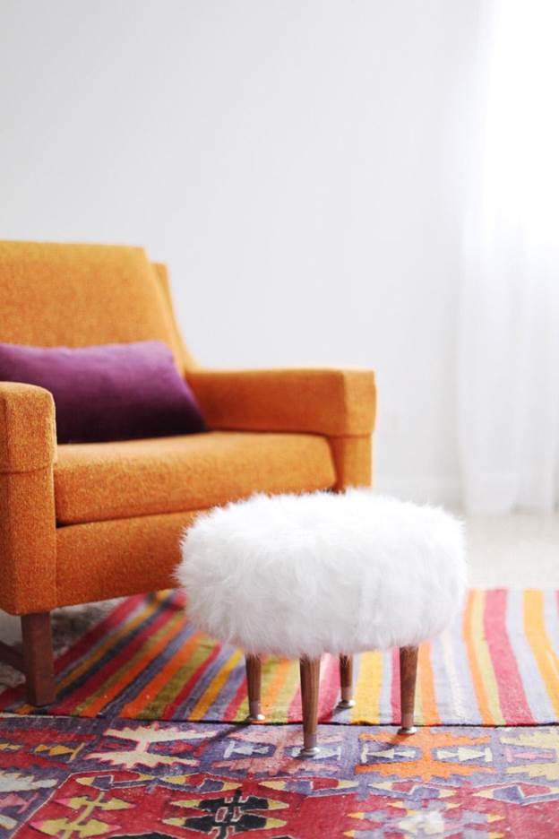 DIY Ottoman With Faux Fur