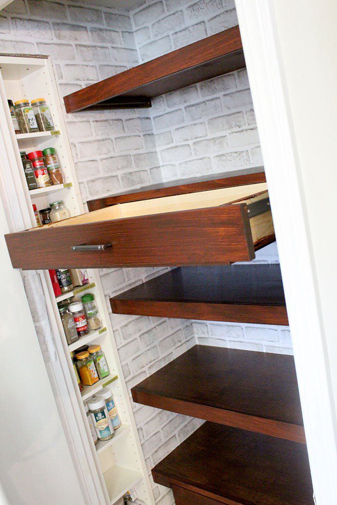 DIY Pantry Shelves With Pull Out Drawers