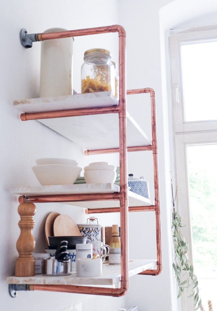 DIY Pipe Shelves Freestanding