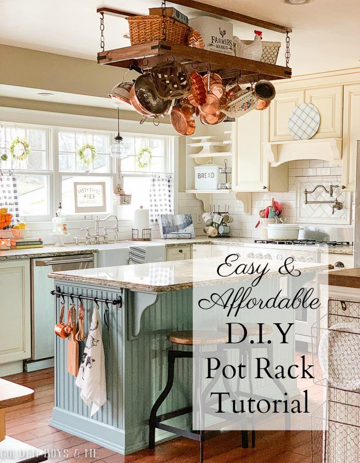 DIY Pot Rack With Extra Storage