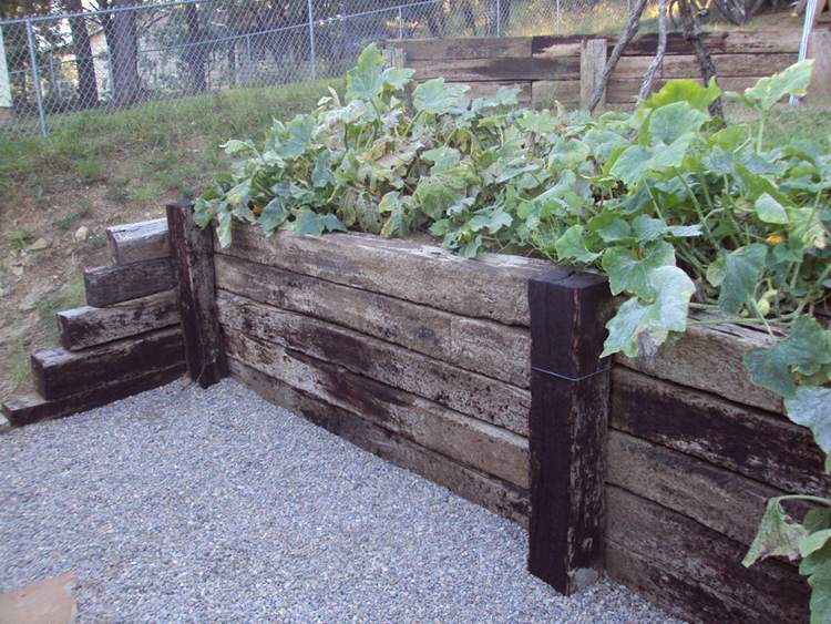 Retaining fence From Railway Ties