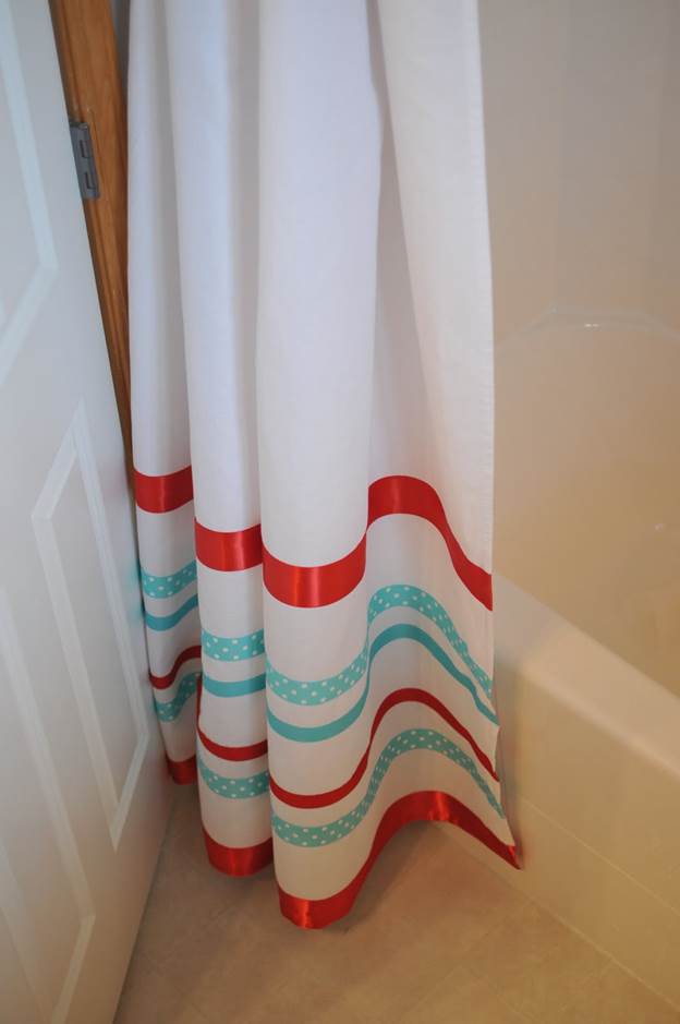 DIY Ribbon Shower Curtain
