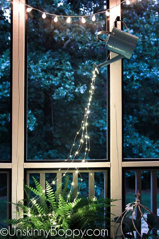 DIY Watering Can With Fairy Lights