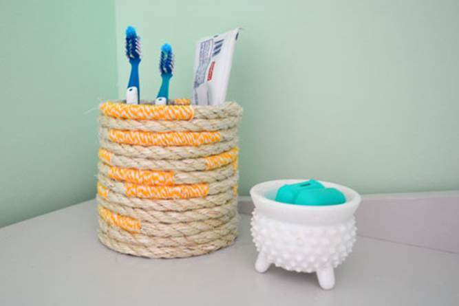 DIY Wrapped Toothbrush Holder