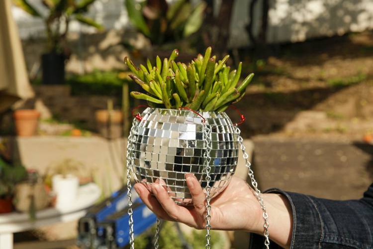 Disco Ball Hanging Planter