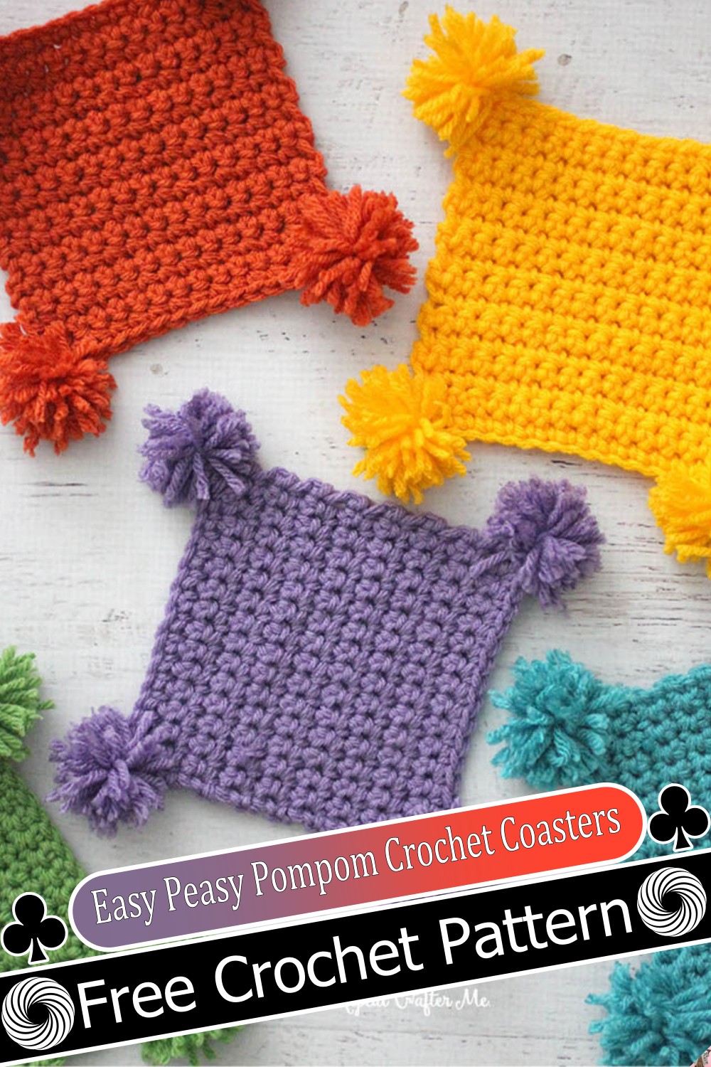 Easy Peasy Pompom Crochet Coasters