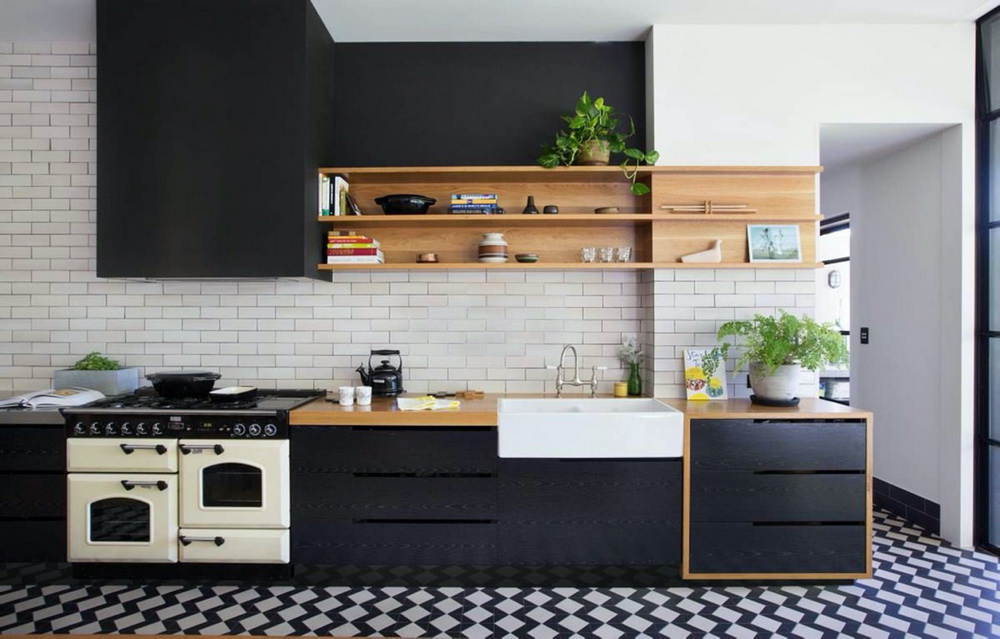 European Kitchen With Black Cabinets