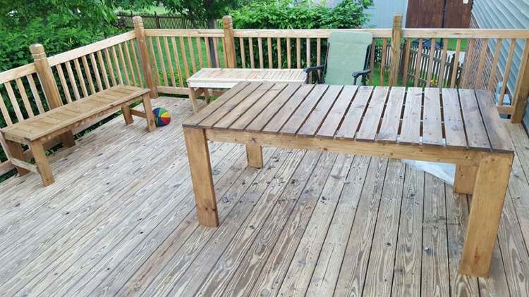 Farmhouse Deck Table With Benches