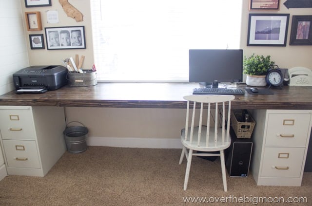 How To Build A Huge Desk With Two File Cabinets