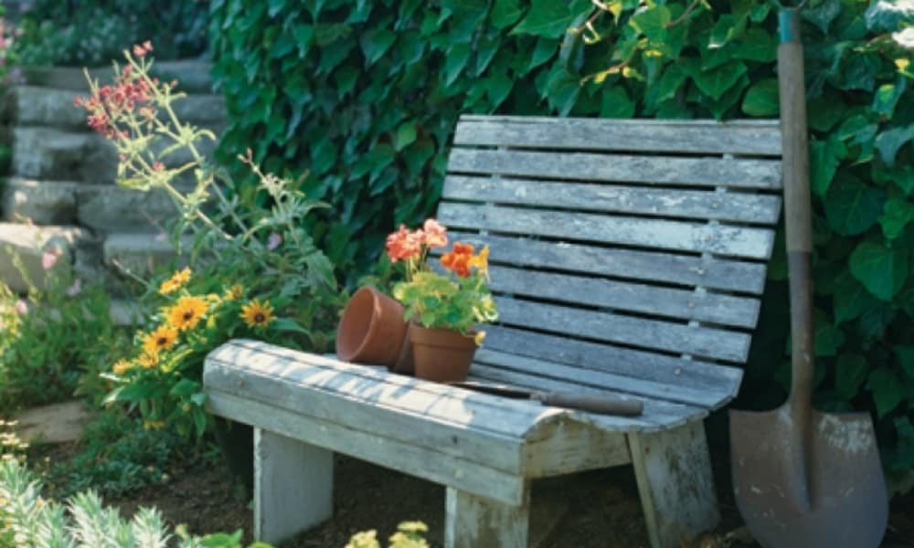 Homemade Old house garden bench