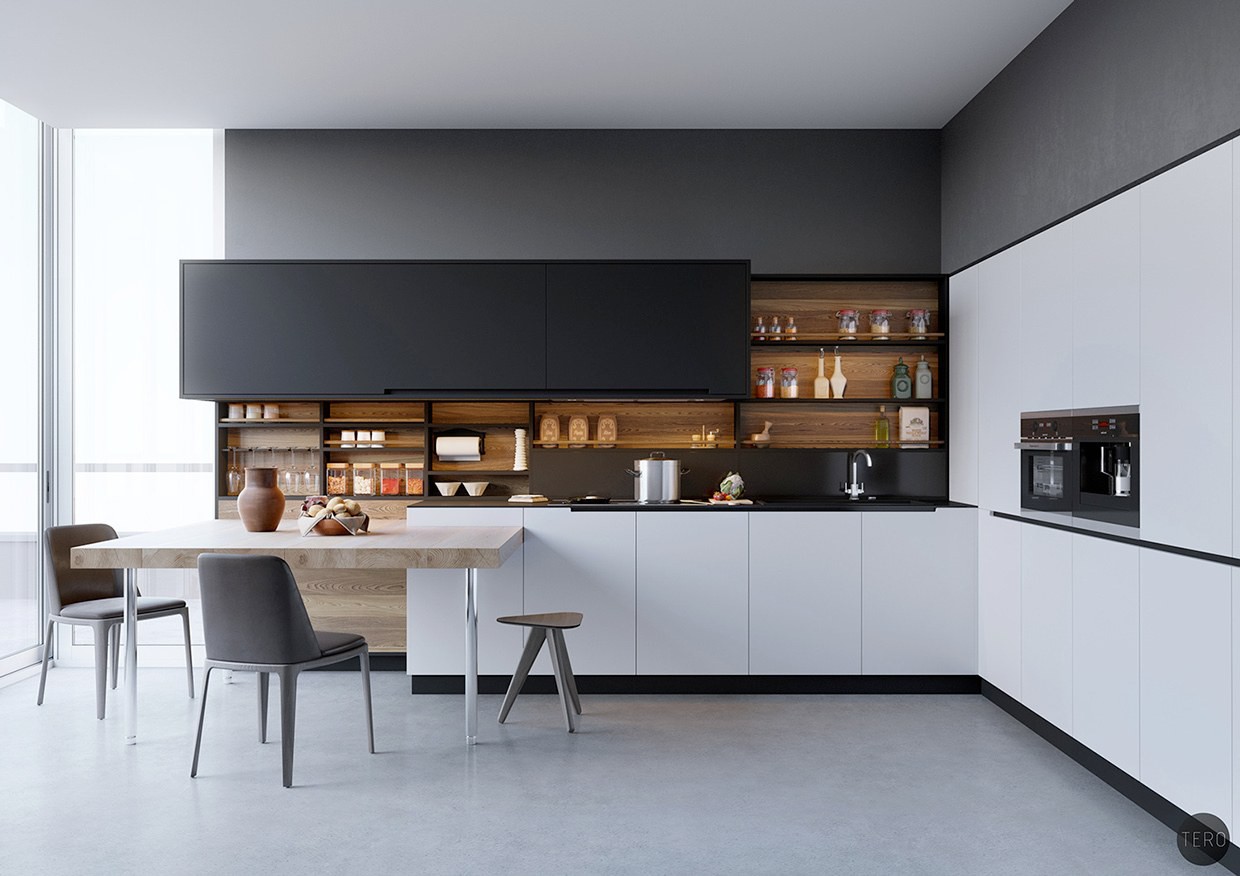 Modern Black And White Kitchen