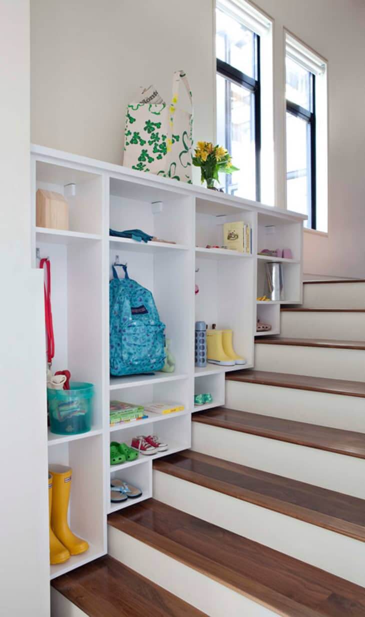 Mudroom alongside the stairs