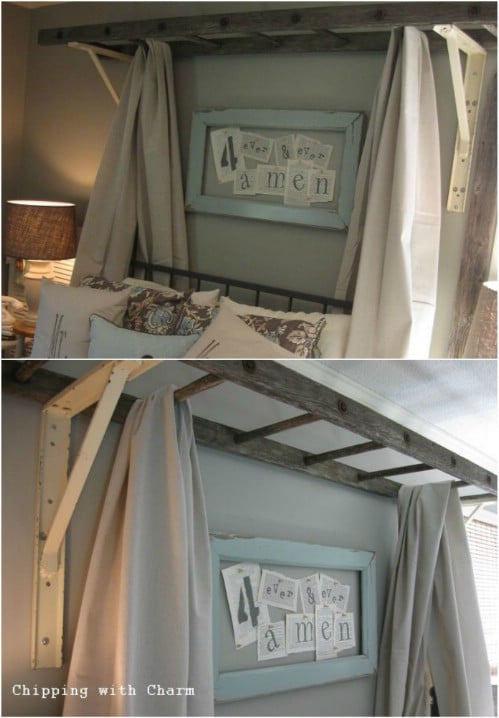 Old Ladder Re-Purposed DIY Bed Tent