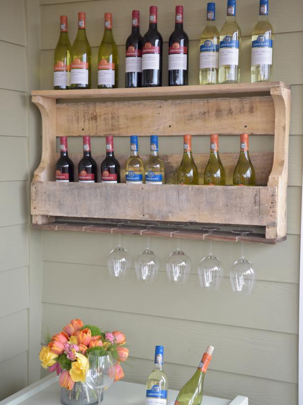 Pallet Wood Wine And Wine Glass Rack