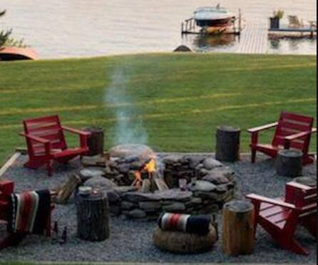 Stone Fire Pit with Square Sitting Area