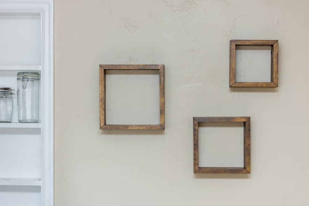 WOODEN FRAME' SHELVES