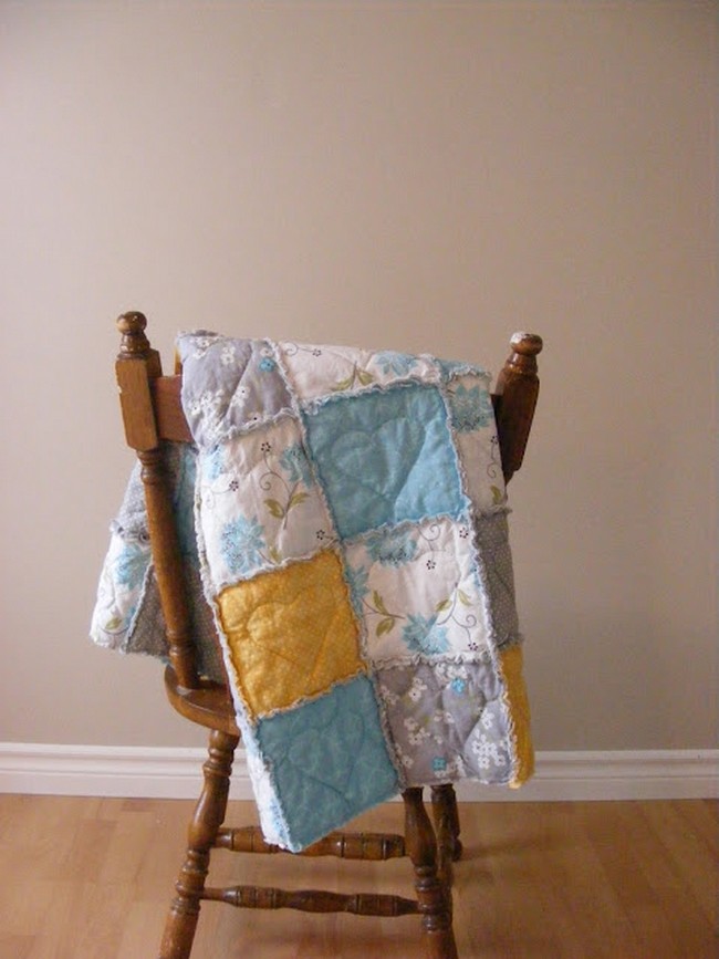 Baby Rag Quilt With Hearts