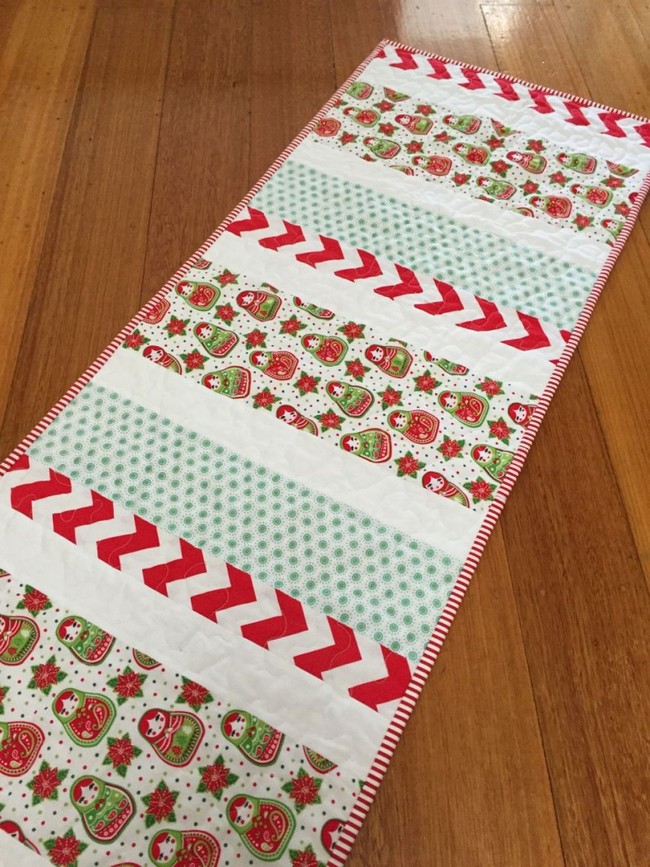 Candy Stripes Table Runner For Christmas