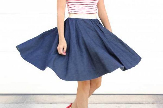 Circle Skirt With Exposed Elastic