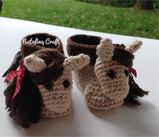 Crochet Baby Booties Horse