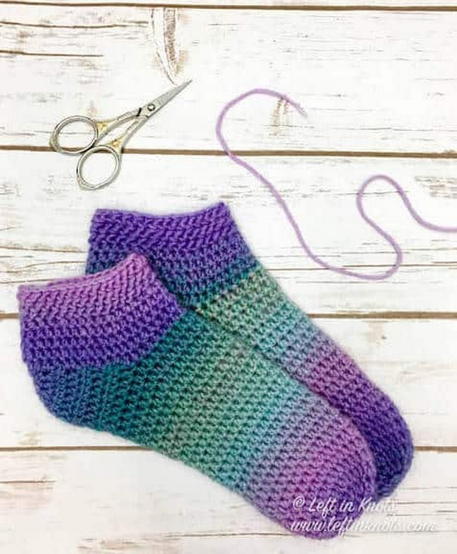 Crochet Cotton Candy Slipper Socks Pattern