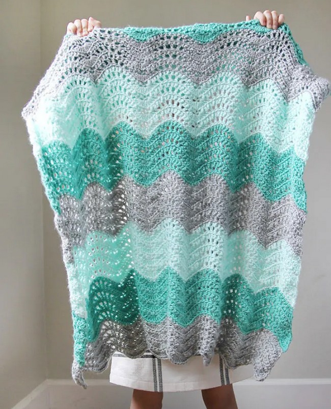 Crochet Feather And Fan Baby Blanket Free Pattern