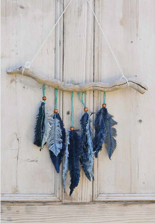 Denim Feather Wall Decor