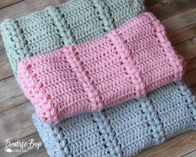 Free Crochet Braided Puff Baby Blanket Pattern