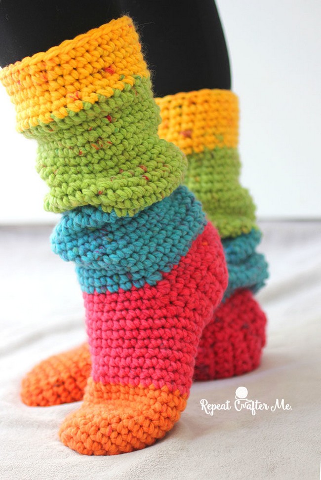 Free Crochet Chunky Slouchy Slipper Socks Pattern