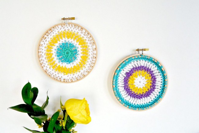 Free Crochet Mandala Hoops Wall Hangings