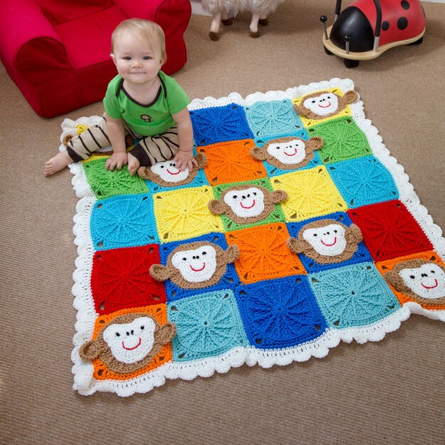 Free Crochet Monkey Around Baby Blanket Pattern