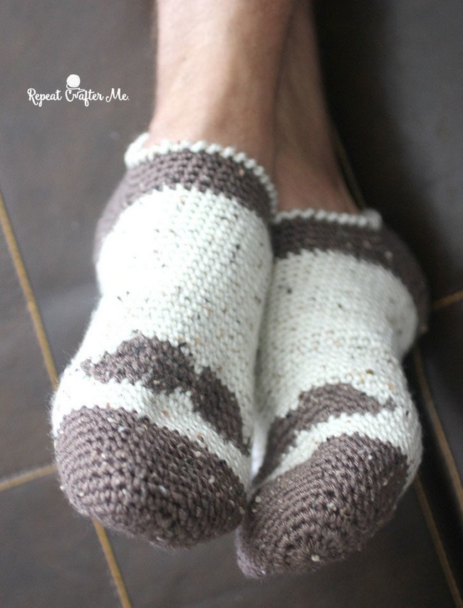 Free Crochet Mustache Slipper Socks For Men