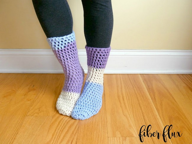 Free Crochet Pattern Home All Day Slipper Socks