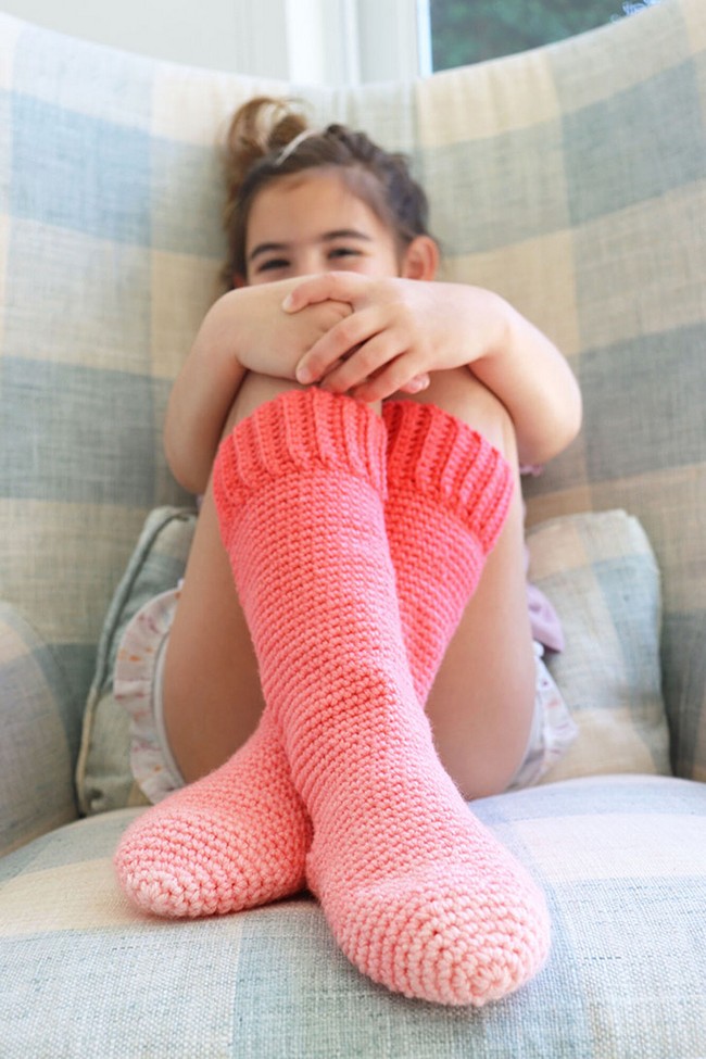 Free Crochet Red Heart Kids Slipper Socks Pattern