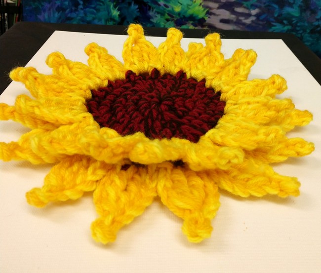 Large Yarn Bombing Sunflower Decoration