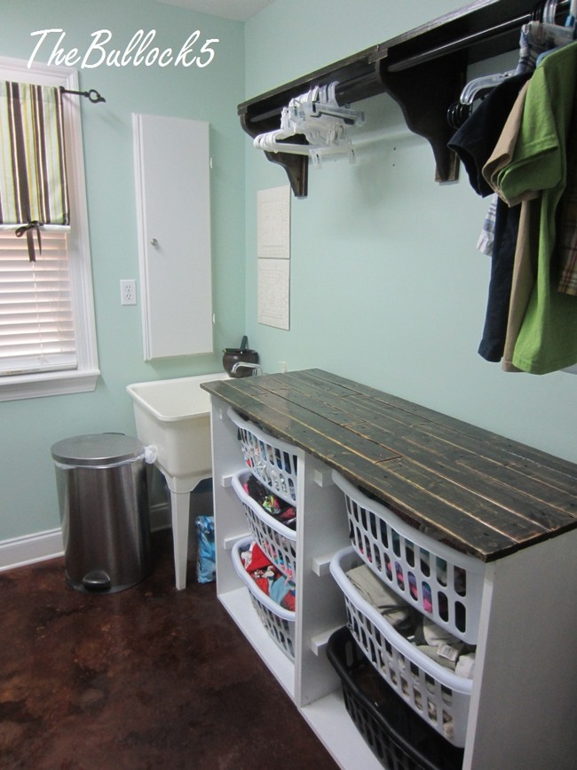 Laundry Dresser Foling Area And Hanging Shelf