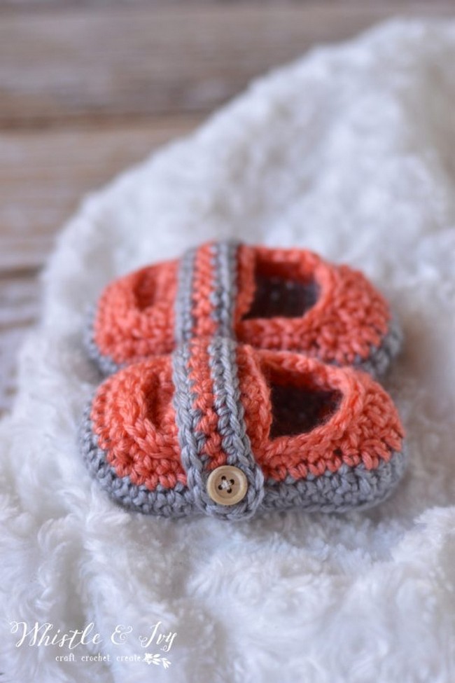 Monk Strap Baby Booties Crochet Pattern