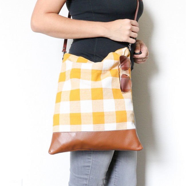 Plaid Crossbody Bag Out Of Kitchen Towel