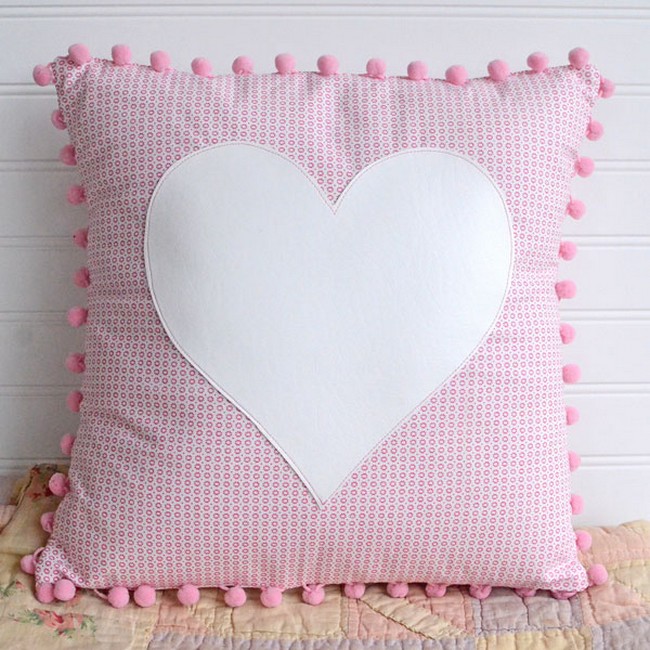 Pom Pom Heart Pillow