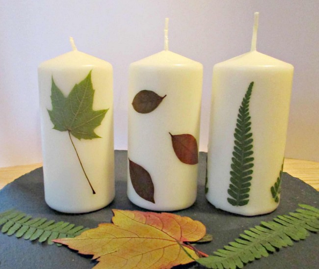 Pressed Leaves Candles