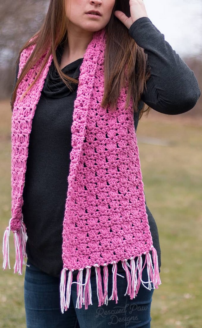 Pretty In Pink Crochet Scarf