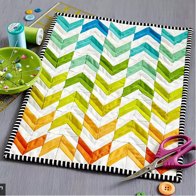 Rainbow Chevron Mini Quilt