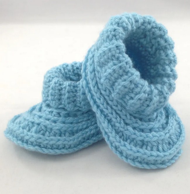 Ribbed Baby Booties Free Crochet Pattern