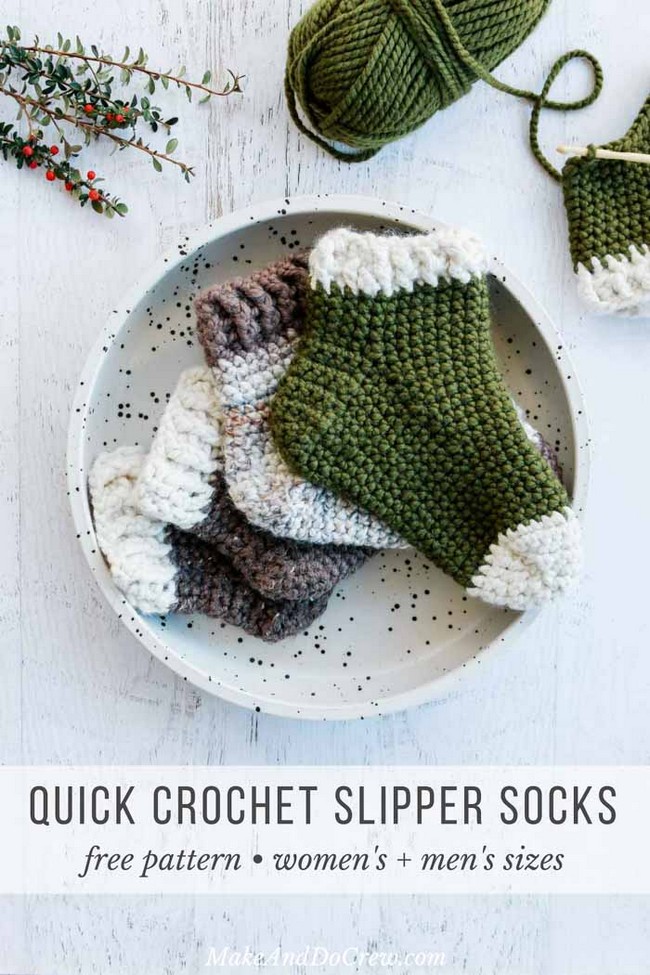 Snuggly Free Crochet Slipper Socks