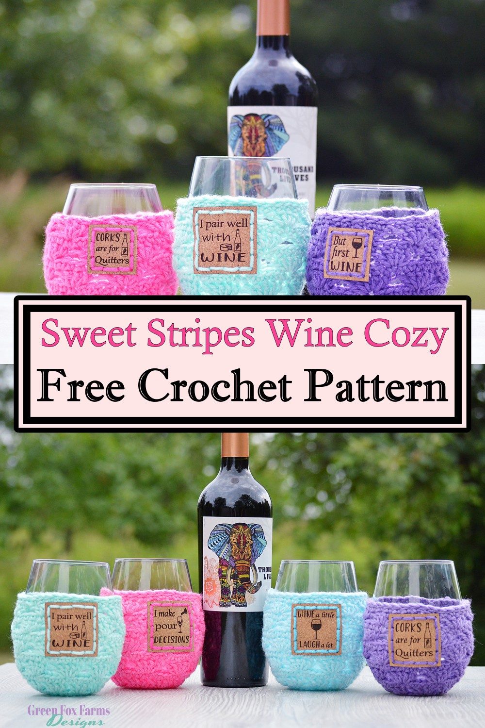 Stemless Wine Glass Crochet Cozy