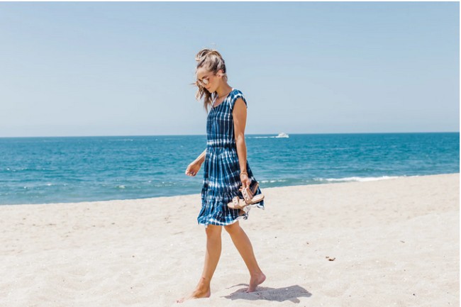 Tie Dye Cap Sleeve Tiered Dress