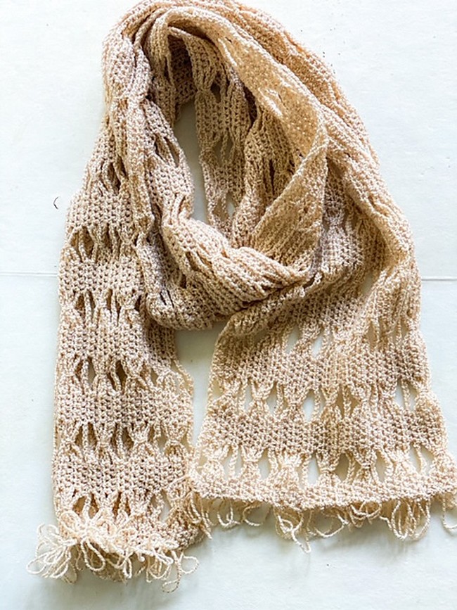 Golden Glamorous Lacy Scarf