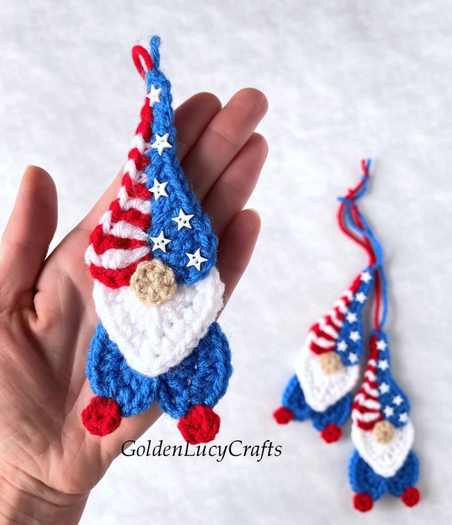Patriotic Heart Gnome Ornament